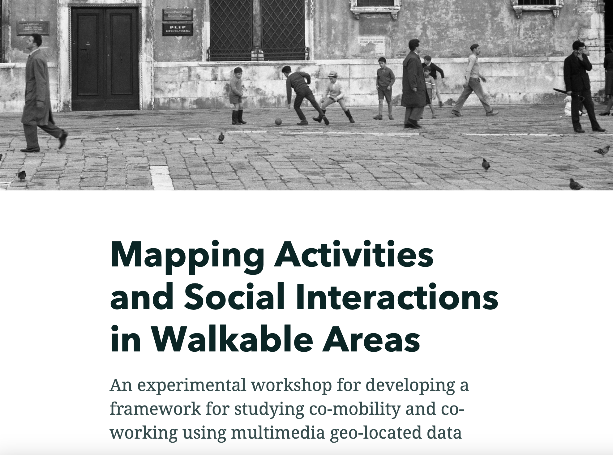 Workshop | Mapping Activities and Social Interactions in Walkable Areas